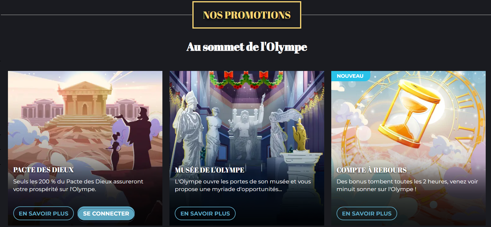 Olympe casino bonus